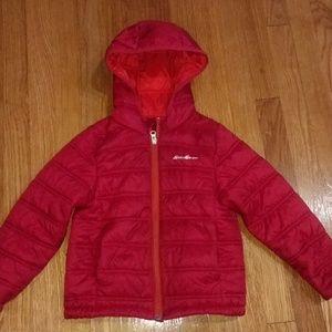 Eddie Bauer puffer jacket dark red/orange size 6-7